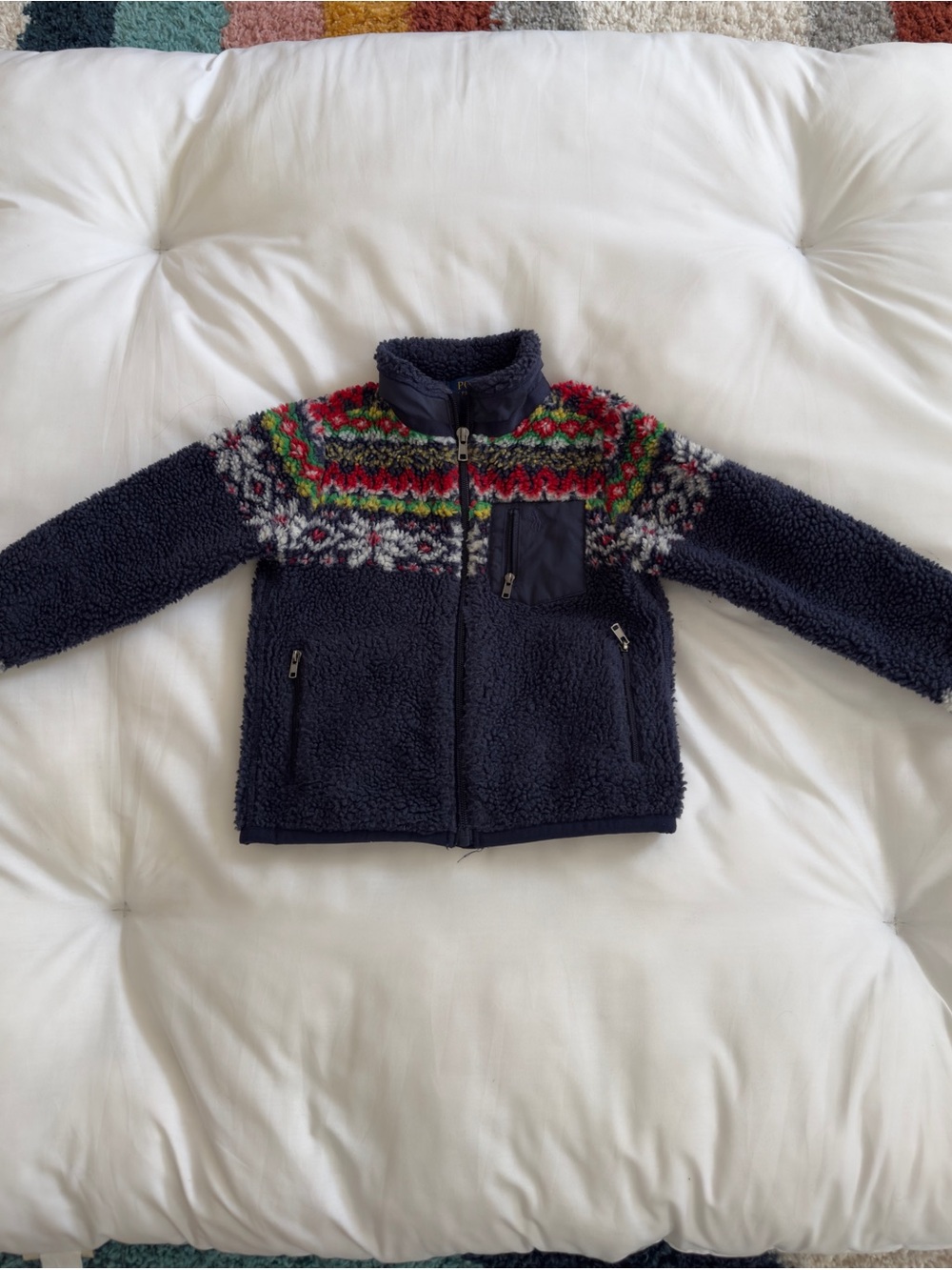 Polo by Ralph Lauren Navy Sherpa Jacket with Fair Isle Yoke